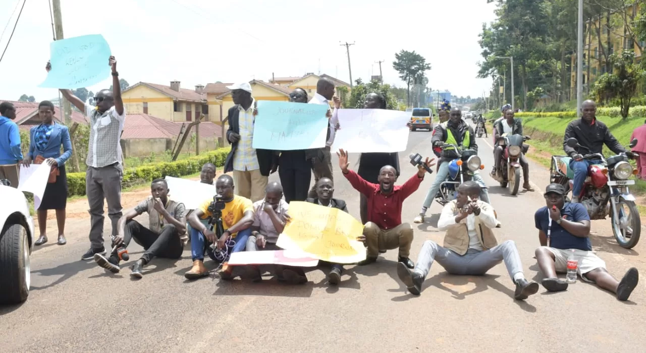 Nyamira journalists over police brutality and attacks on their colleagues covering the anti-government protests.