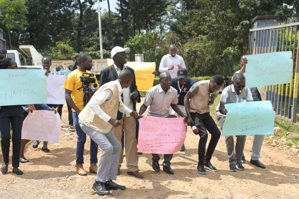 Nyamira journalists over police brutality and attacks on their colleagues covering the anti-government protests.