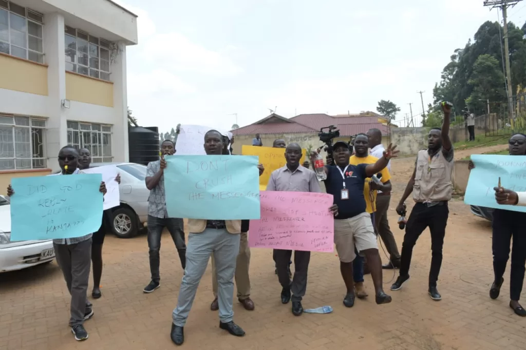 Nyamira journalists over police brutality and attacks on their colleagues covering the anti-government protests.