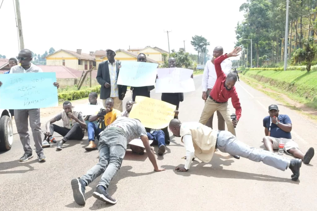 Nyamira journalists over police brutality and attacks on their colleagues covering the anti-government protests.