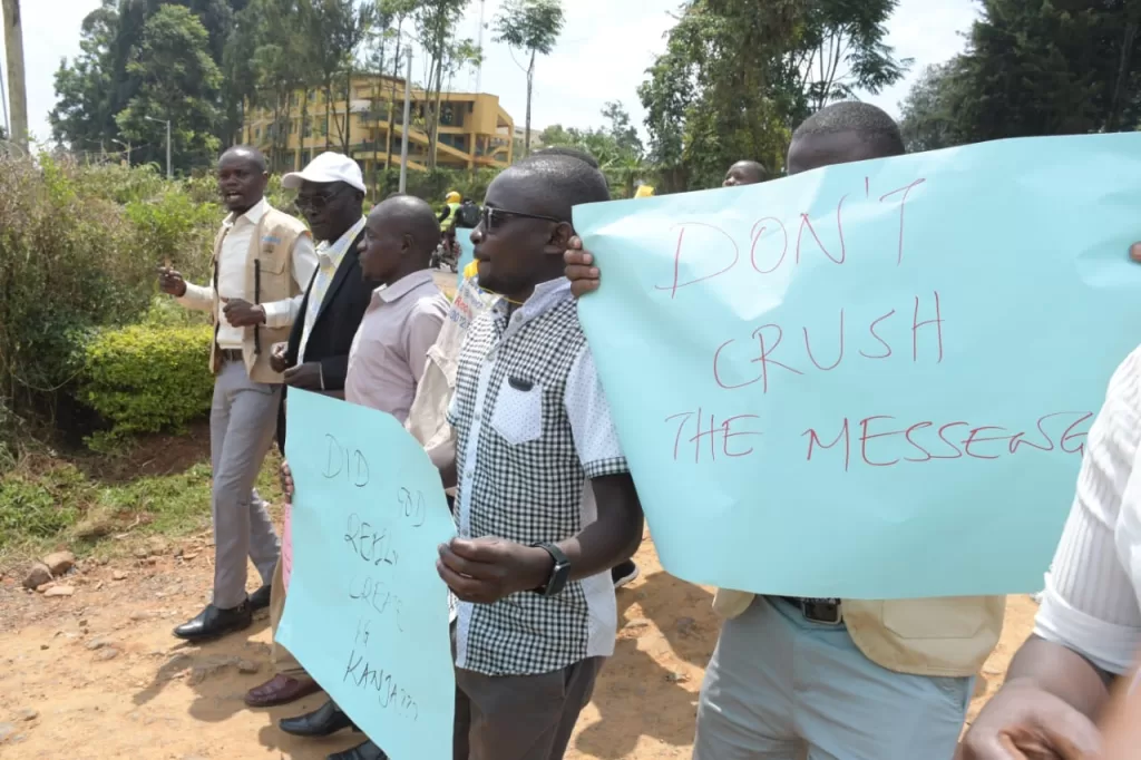 Nyamira journalists over police brutality and attacks on their colleagues covering the anti-government protests.