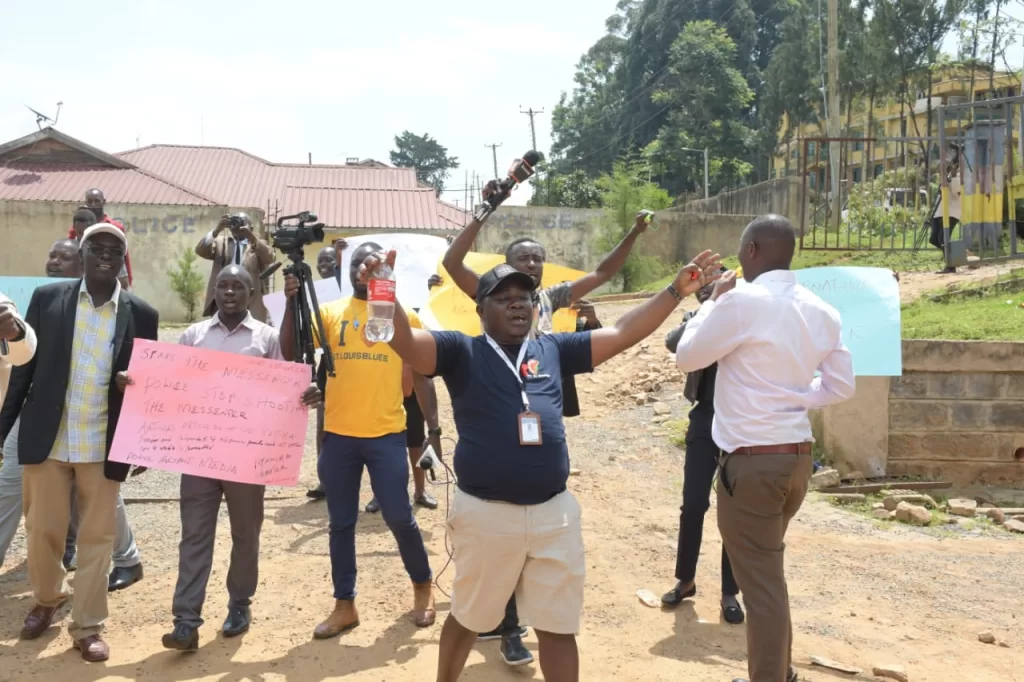 Nyamira journalists over police brutality and attacks on their colleagues covering the anti-government protests.